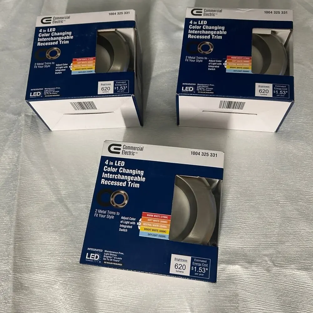 3 pack of LED 4in color changing interchangable recessed trim light